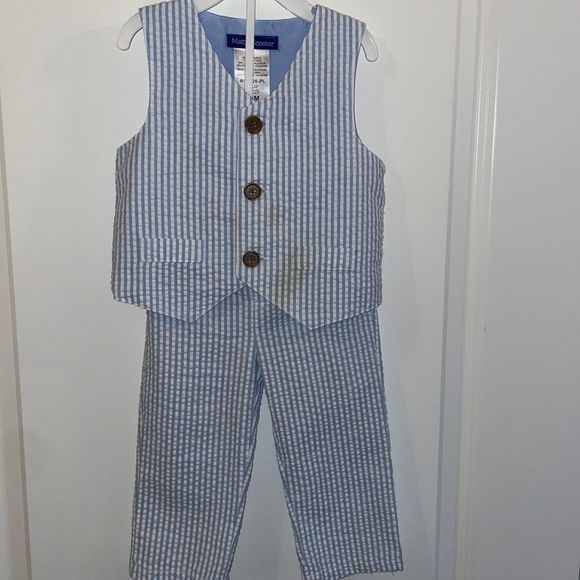 18M- Boys seersucker 2 piece suit- Like🆕 - Picture 1 of 5